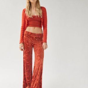 UO Isla Burnout  Velvet Flare Pants Size S